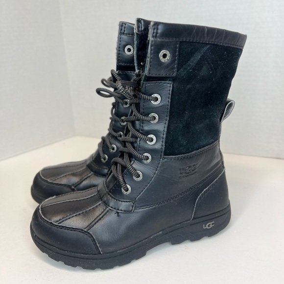 UGG Kids Winter Boots Butte US Size 3 (Big Kids) 1098890K Black Waterproof VGUC - Picture 1 of 12